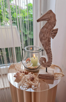 Seepferdchen aus Holz im Shabby-Look, 30 cm - 3