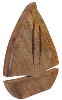 Segelschiff aus glattpoliertem Mangoholz - 2