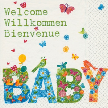 Servietten "BABY - Welcome Willkommen Bienvenue"
