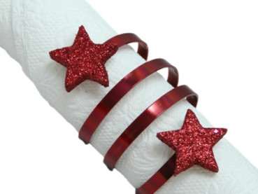 Serviettenring mit roten Glitzersternen 1