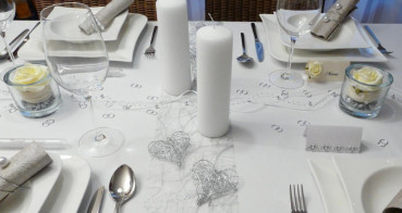 Band mit Satin, Organza und Perlen silber oder gold 6