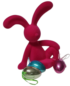 Preview: Sitzender Osterhase in Pink als auffällige Osterdekoration für Wohnräume