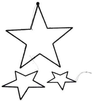 Schwarzer Glitzerstern in verschiedenen Größen