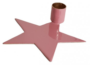 Kerzenhalter aus Metall in Sternenform, rosa - 1