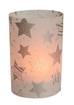 Pergament-Windlicht, Tischlicht, Lichthülle mit silberfarbenen Sternen - 6