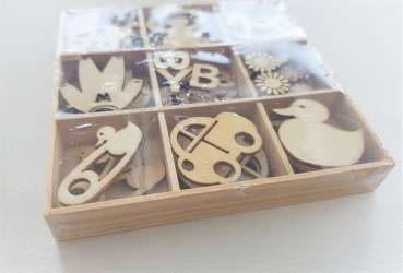 Holzbox mit Streuteilen "Baby" - 45 Stück - 3