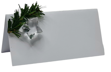 Weihnachtstischkarte mit einem Tannenzweig und einem Stern