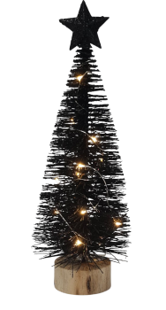 Preview: Weihnachtsbaum in Schwarz mit warmweißen Lämpchen, moderne Tischdekoration