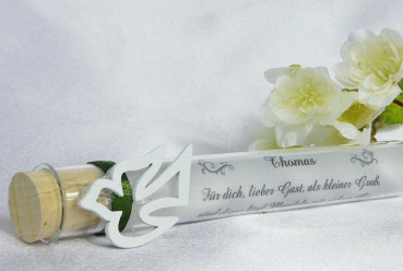 Gastgeschenk - Glasröhrchen mit einer Taube 1