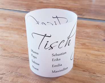 Pergamentlicht mit Tischnummer, Lichthülle - 5