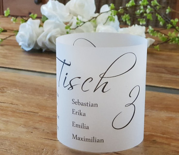 Pergamentlicht mit Tischnummer, Lichthülle - 1