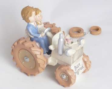 Tortenfigur Hochzeitspärchen auf dem Traktor 4