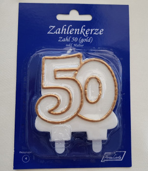 Eine Zahlenkerze (Tortenkerze), Zahl 50 mit einem Stecker - 1