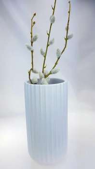 Weiße Keramikvase, Blumenvase mit einer Rillenoberfläche "Leila" - 4