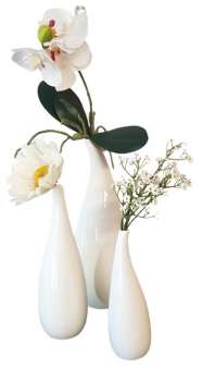 weiße Keramikvasen, Blumenvasen "Curved" in drei Größen - 1