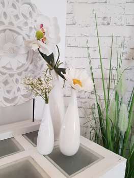 weiße Keramikvasen, Blumenvasen "Curved" in drei Größen - 2