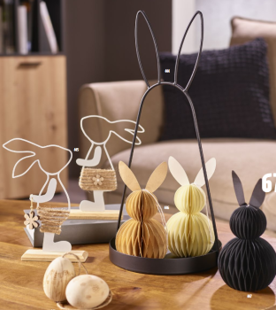 3D-Hasenhänger, Wabenhasen in créme und braun, 16 cm