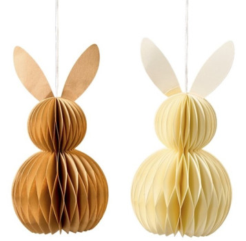 3D-Hasenhänger, Wabenhasen in créme und braun, 16 cm - 1