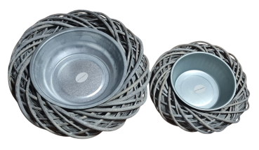 Preview: Weidekranz White Washed aus echten Weidezweigen mit abnehmbarem Zinkeinsatz