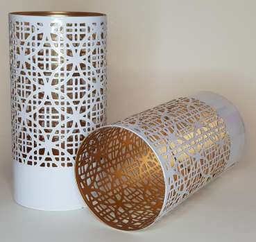 Metallwindlicht Weiß/Gold, 20 cm hoch - 4