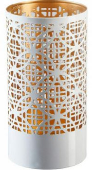 Metallwindlicht Weiß/Gold, 20 cm hoch