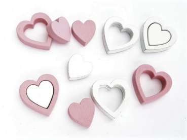 12 kleine Herzen rosa/weiß - Streudeko