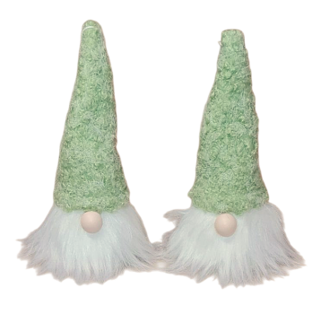 Deko Wichtel Set mit grünem Hut und weißem Rauschebart als Weihnachtsdeko