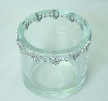 großes Glaswindlicht rund. Herzen aus Strass 2