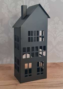 Metall Haus/Windlicht, schwarz 25 cm - 4