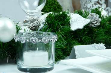 großes Glaswindlicht rund. Herzen aus Strass 5