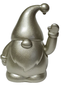 Winkender Weihnachtsmann Wichtel in Silber – Bewegliche Dekofigur, Weihnachtsmann