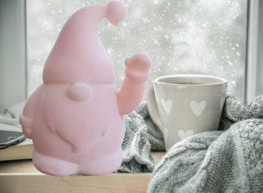 zauberhafte, winkende Weihnachtsmann, Wichtel in Rosa
