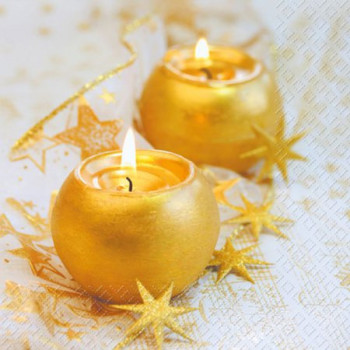 Winterservietten, Weinachtsservietten goldene Kerzen