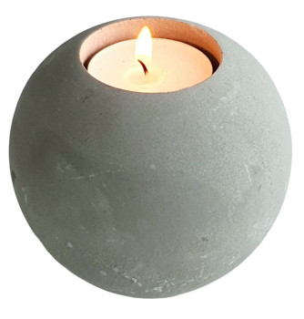 Teelichthalter Kugel aus Zement - 9 cm - 1