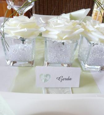 Tischkarten Speisekarten Hochzeit Tischdekoration Tauben auf Herz Polyresin 