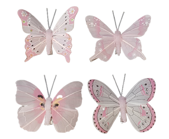 YCHTEWY 12 Stück Weiße Feder-Schmetterlinge Mit Silberclips – Ca. 7,6 Cm, Dekorative Haarspangen Für Hochzeit & Deko