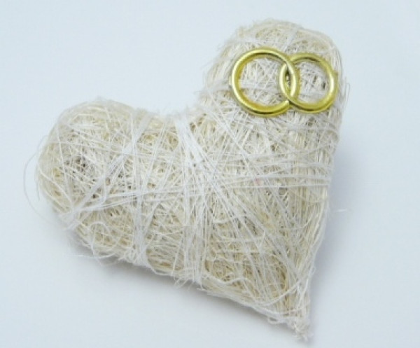 Gastgeschenk Sisalherz mit zwei Ringen - B2