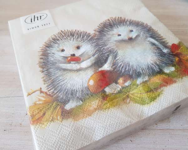 Servietten "Igel" - welcome little friends creme - 2 Servietten "Igel" - welcome little friends creme - 2