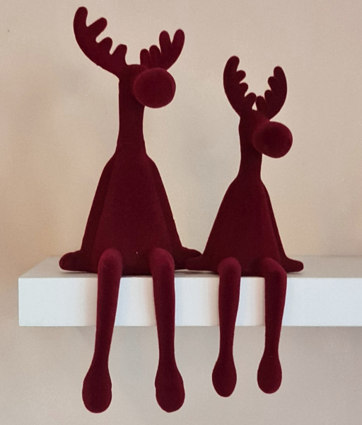Elchfigur Weihnachten, Deko Elch sitzend, skandinavische Weihnachtsdekoration, Kantenhocker Elch, Weihnachtsdeko Elchfigur