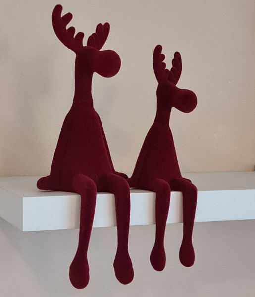Elchfigur Weihnachten, Deko Elch sitzend, skandinavische Weihnachtsdekoration, Kantenhocker Elch, Weihnachtsdeko Elchfigur