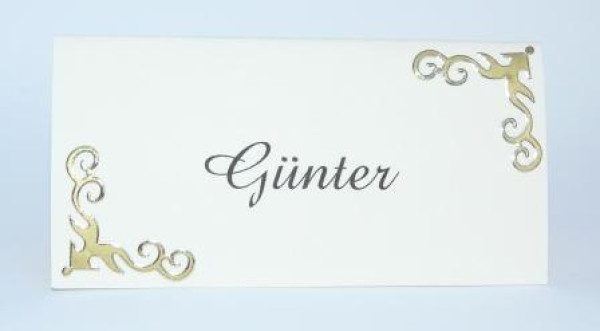 Tischdekoration und Gastgeschenk - Tischkarte mit Ornamenten. Tischdeko-online