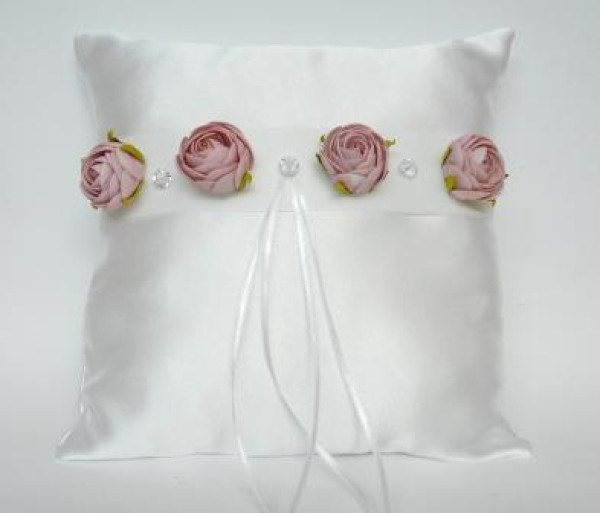 Accessoires zur Hochzeit - Ringkissen mit Rosen. Tischdeko-online.de 1