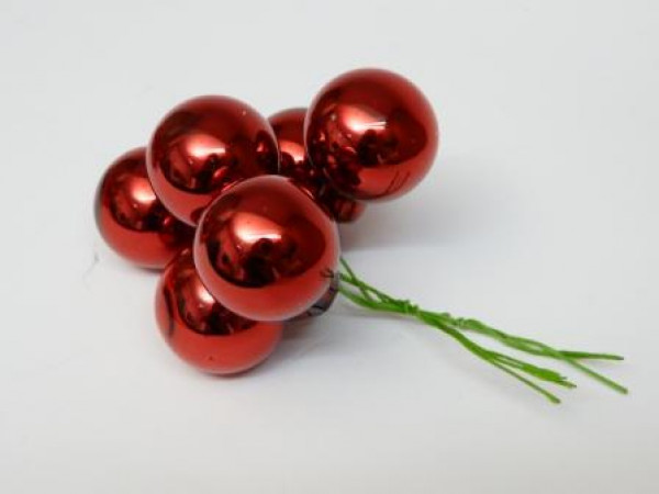 12 rote Spiegelbeeren als Weihnachtsdekoration. Tischdeko-online zum Fest 2