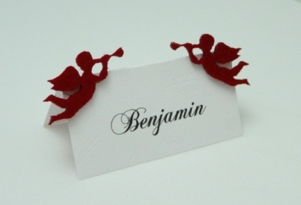 Weihnachtsdekoration und Tischkarte Trompetenengel. Tischdeko zu Weihnachten. 2