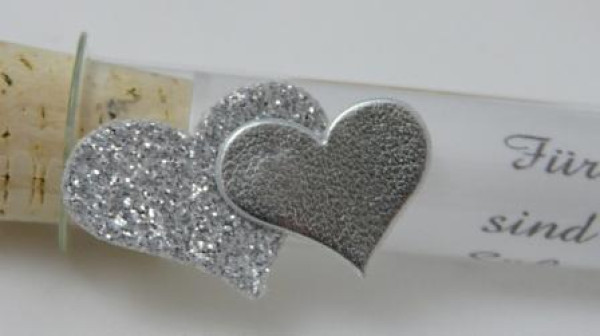Gastgeschenke, Glasröhrchen, Reagenzglas, Herz, Goldene Hochzeit