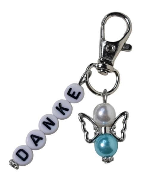 Gastgeschenk, Anhänger - mit einem kleinen Schutzengel in der Farbe Blau und dem Wort "Danke" - 2 Gastgeschenk, Anhänger - mit einem kleinen Schutzengel in der Farbe Blau und dem Wort "Danke" - 2