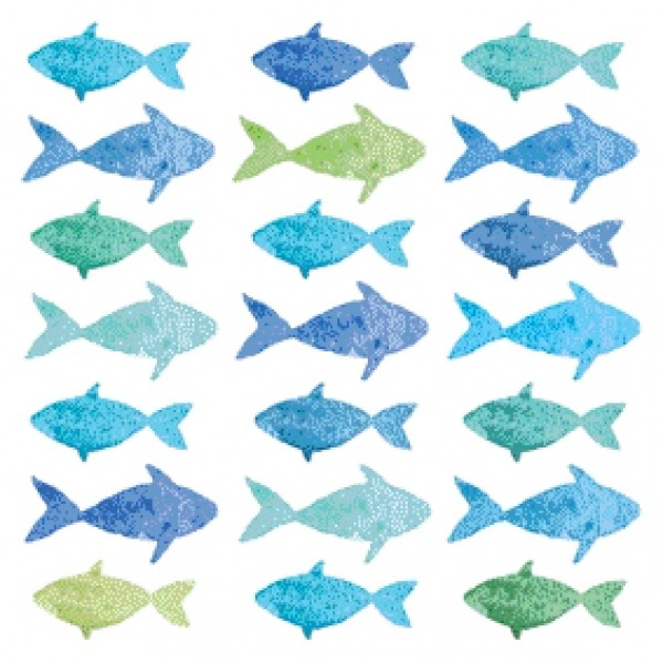 Servietten Fische in Aquarell. zur Kommunion, Konfirmation oder Firmung