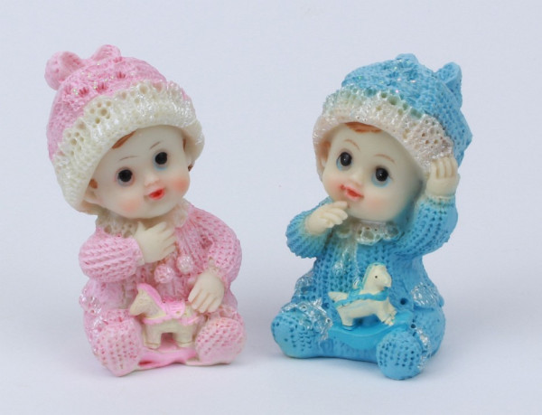 Figur Baby in Rosa oder blau zur Taufe. Taufdekoration 1