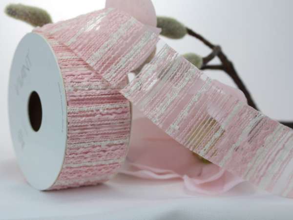 Tischband, Band Bouclisse in Rosa und Lindgrün - B6