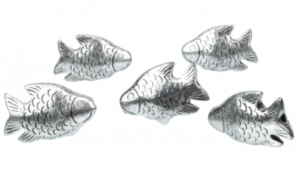 Streudeko - 5 Silberfarbene Streufische für Ihre Tischdeko 1